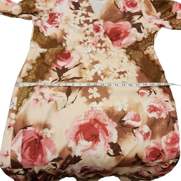 La Bellum Women's‎ Brown & Pink Floral Print Wrap Shift Maxi Dress Size 12 NWT - Picture 12 of 13